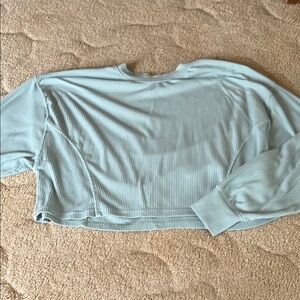 Mono B Green Boxy Crop Long Sleeve Sweatshirt